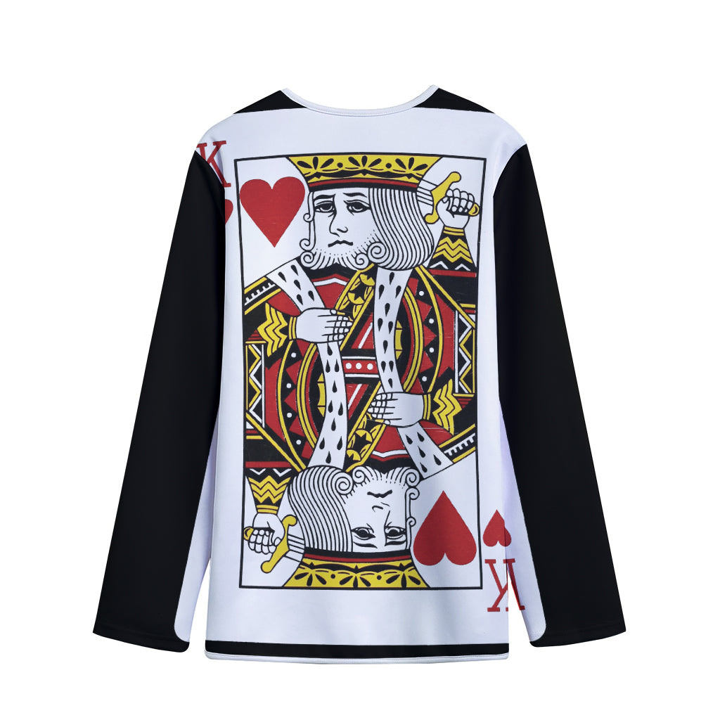 King Of Hearts Playing Card Print Long Sleeve Short Coat