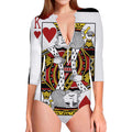 King Of Hearts Playing Card Print Long Sleeve Swimsuit