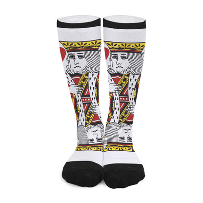 King Of Hearts Playing Card Print Long Socks
