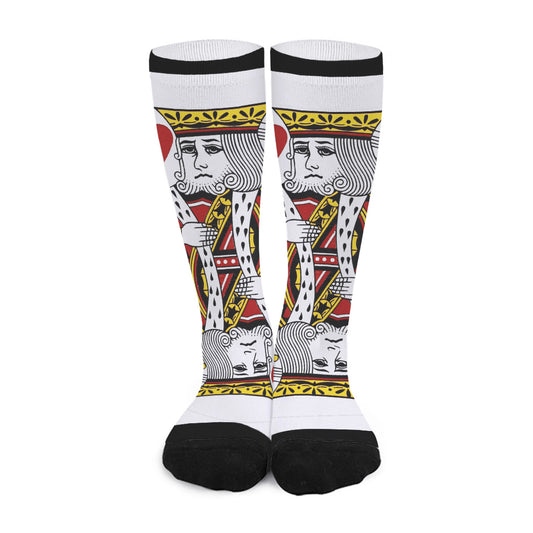 King Of Hearts Playing Card Print Long Socks