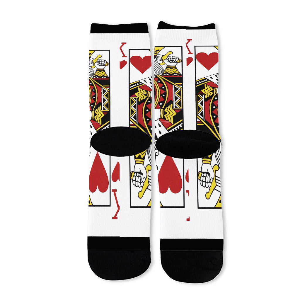 King Of Hearts Playing Card Print Long Socks