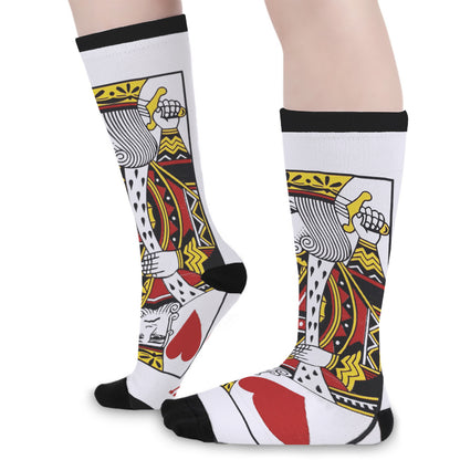 King Of Hearts Playing Card Print Long Socks