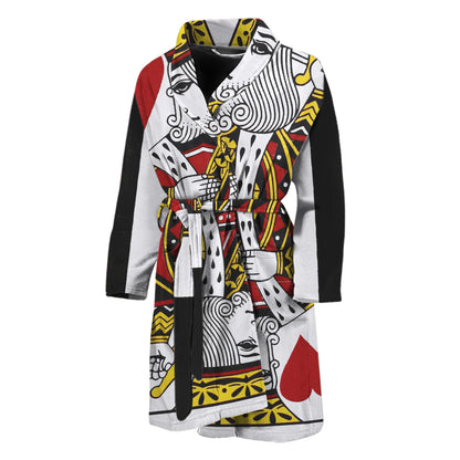 King Of Hearts Playing Card Print Men's Bathrobe