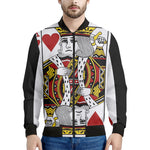 King Of Hearts Playing Card Print Men's Bomber Jacket