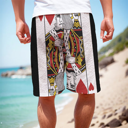 King Of Hearts Playing Card Print Men's Cargo Shorts