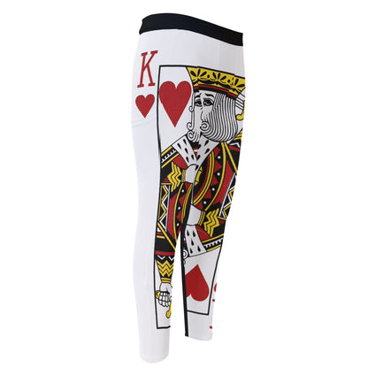 King Of Hearts Playing Card Print Men's Compression Pants