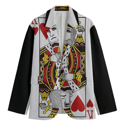 King Of Hearts Playing Card Print Men's Cotton Blazer