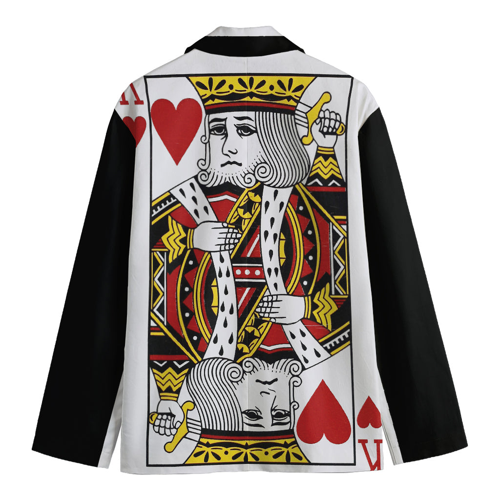 King Of Hearts Playing Card Print Men's Cotton Blazer