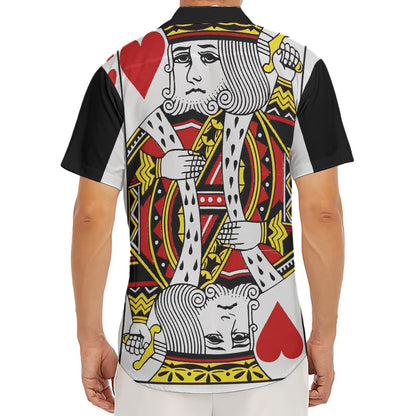 King Of Hearts Playing Card Print Men's Deep V-Neck Shirt