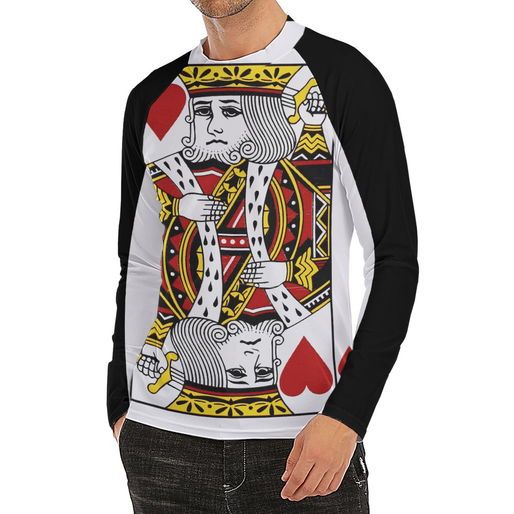 King Of Hearts Playing Card Print Men's Long Sleeve Rash Guard