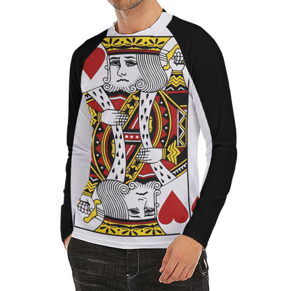 King Of Hearts Playing Card Print Men's Long Sleeve Rash Guard