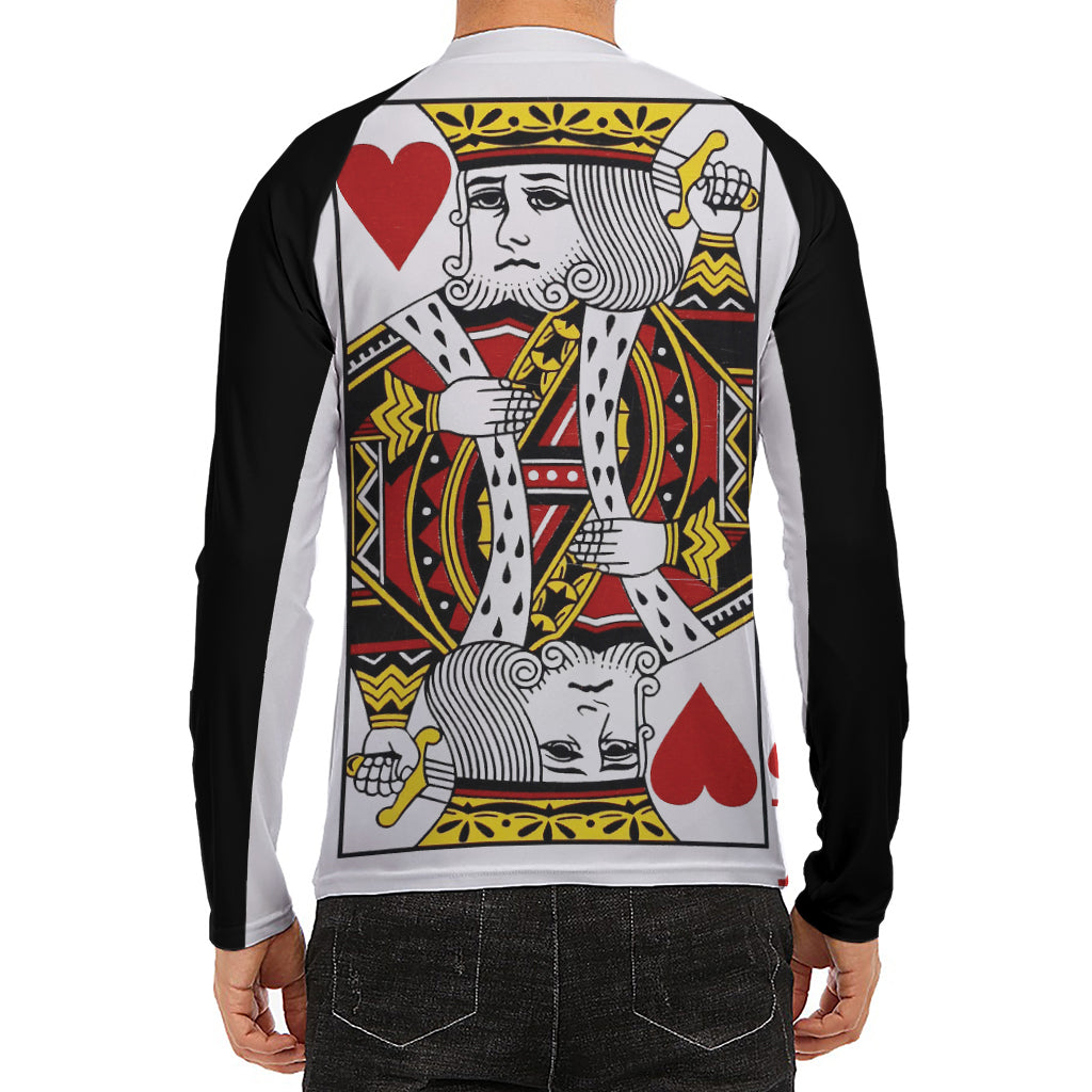 King Of Hearts Playing Card Print Men's Long Sleeve Rash Guard