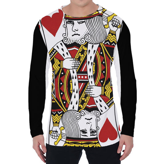 King Of Hearts Playing Card Print Men's Long Sleeve T-Shirt