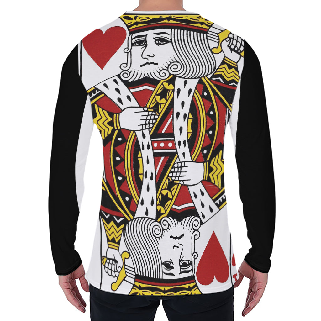 King Of Hearts Playing Card Print Men's Long Sleeve T-Shirt
