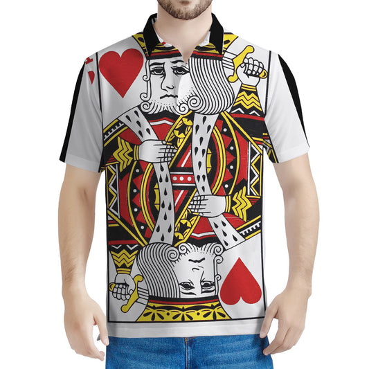 King Of Hearts Playing Card Print Men's Polo Shirt