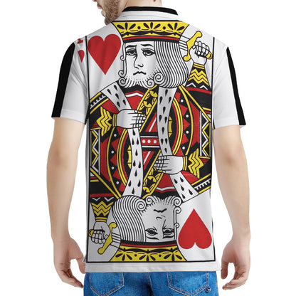 King Of Hearts Playing Card Print Men's Polo Shirt