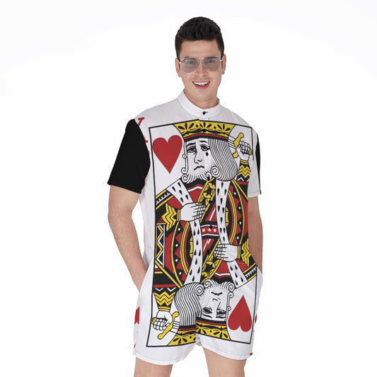 King Of Hearts Playing Card Print Men's Rompers