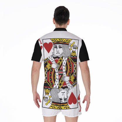 King Of Hearts Playing Card Print Men's Rompers