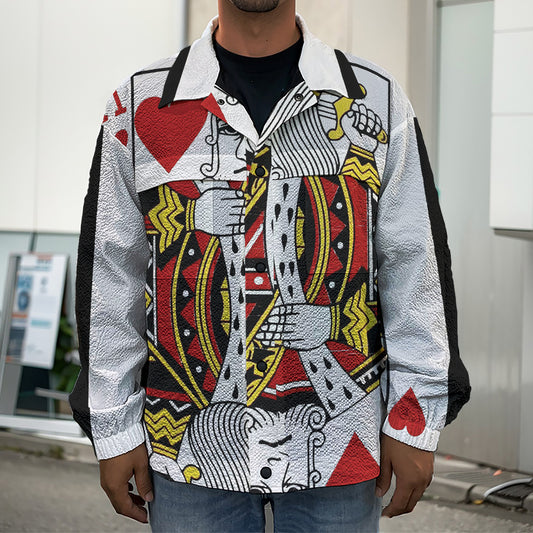 King Of Hearts Playing Card Print Men's Shirt Jacket