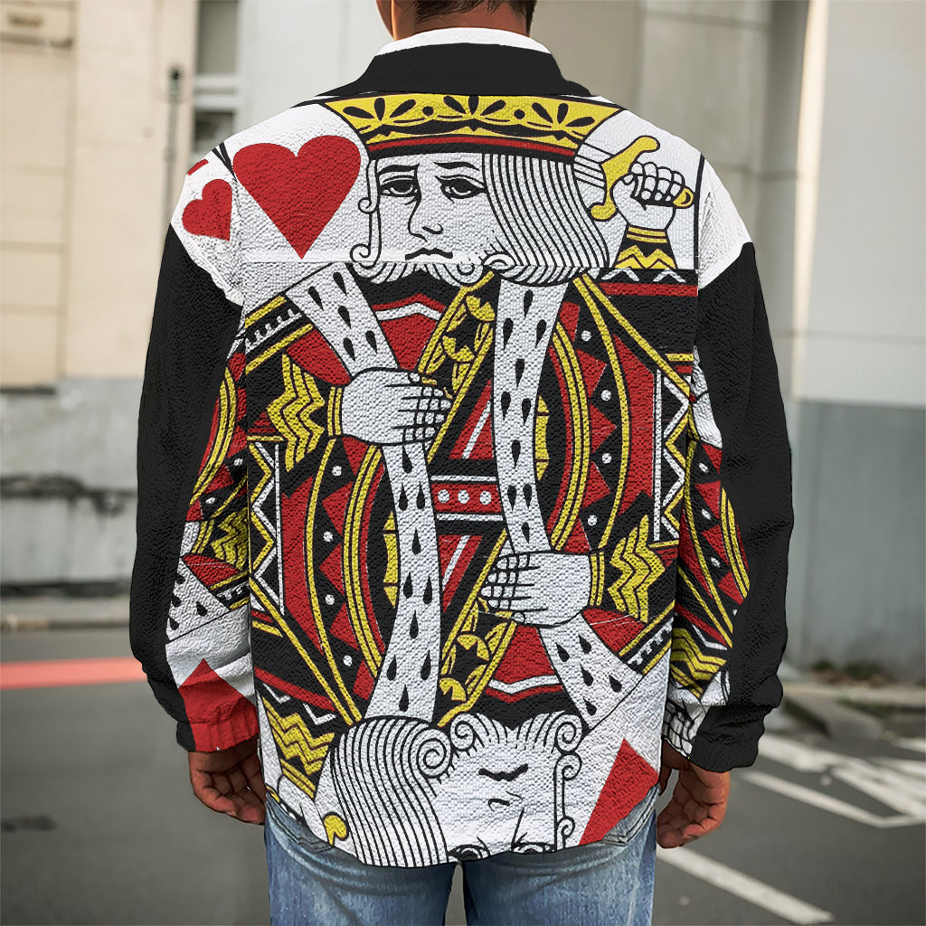 King Of Hearts Playing Card Print Men's Shirt Jacket
