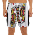 King Of Hearts Playing Card Print Men's Split Running Shorts