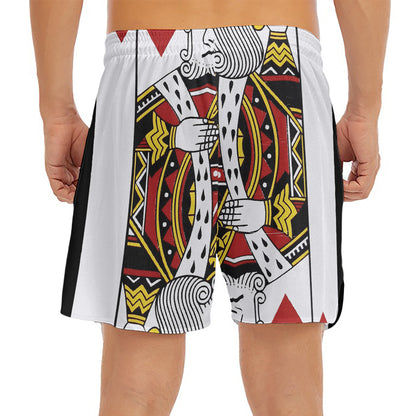 King Of Hearts Playing Card Print Men's Split Running Shorts