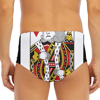 King Of Hearts Playing Card Print Men's Triangle Swim Briefs