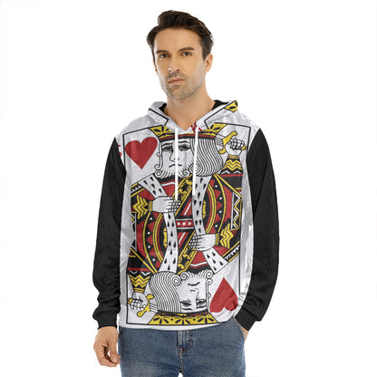 King Of Hearts Playing Card Print Men's Velvet Pullover Hoodie