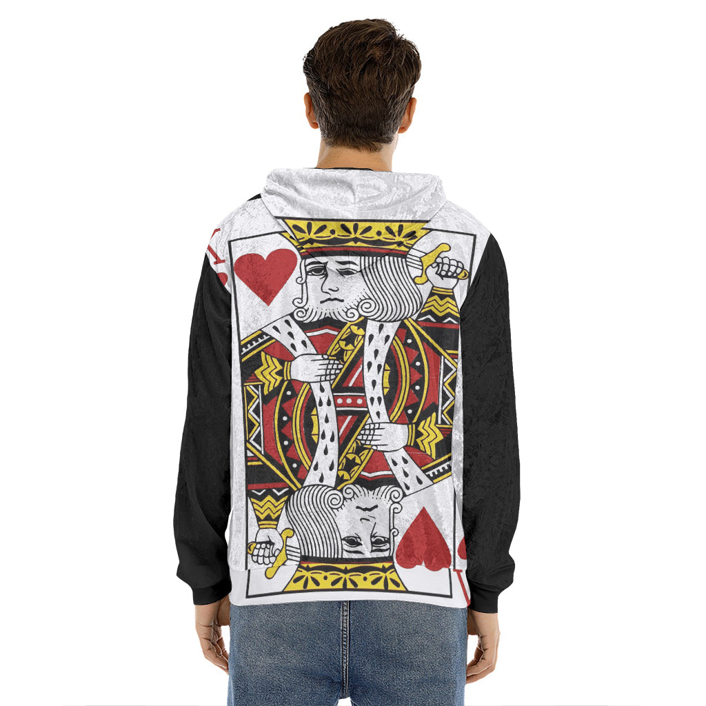 King Of Hearts Playing Card Print Men's Velvet Pullover Hoodie