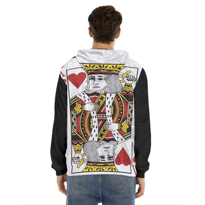 King Of Hearts Playing Card Print Men's Velvet Pullover Hoodie