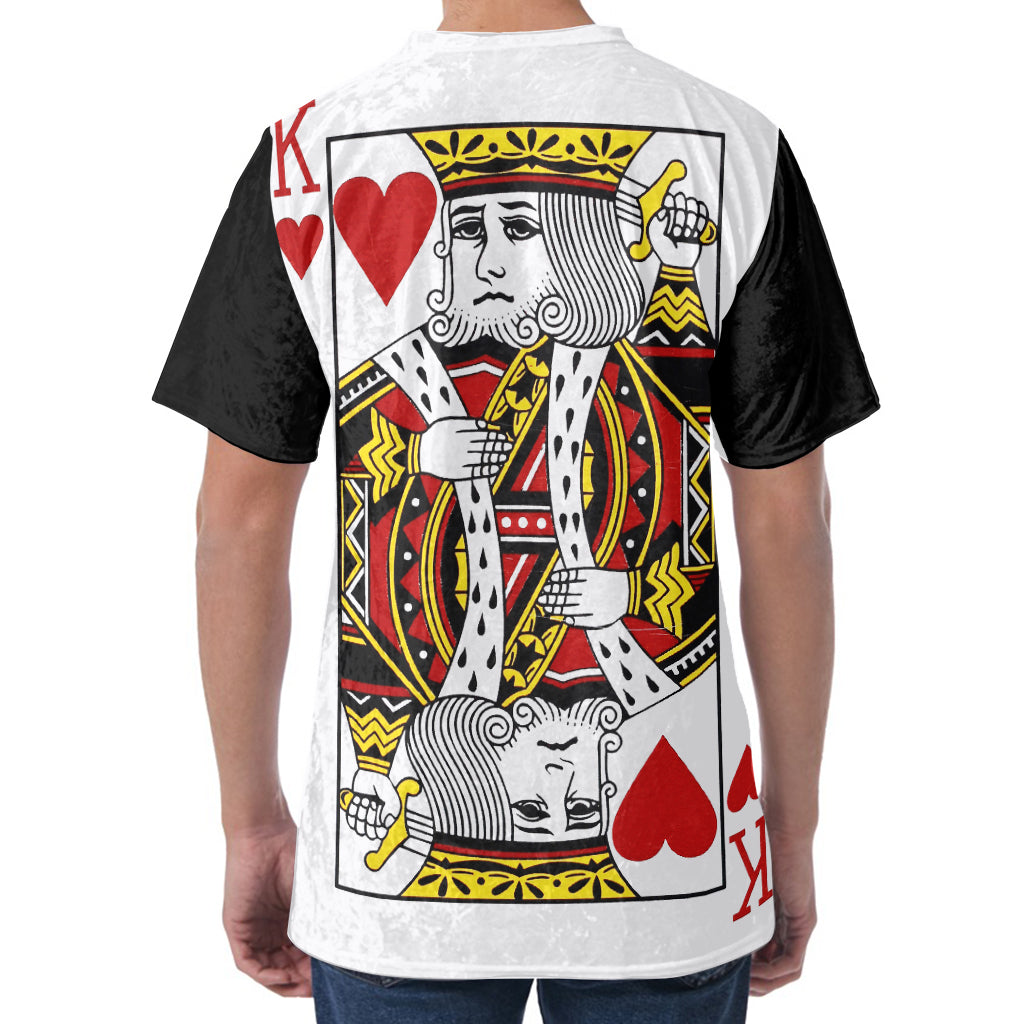 King Of Hearts Playing Card Print Men's Velvet T-Shirt