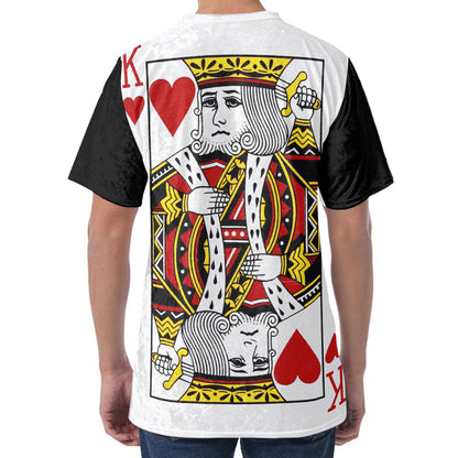 King Of Hearts Playing Card Print Men's Velvet T-Shirt