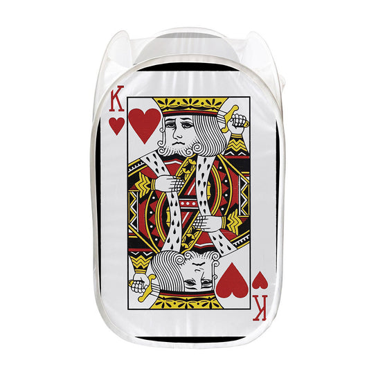 King Of Hearts Playing Card Print Mesh Laundry Hamper