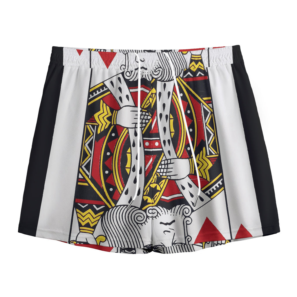 King Of Hearts Playing Card Print Mesh Shorts