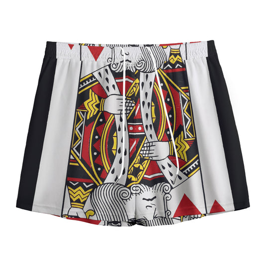 King Of Hearts Playing Card Print Mesh Shorts