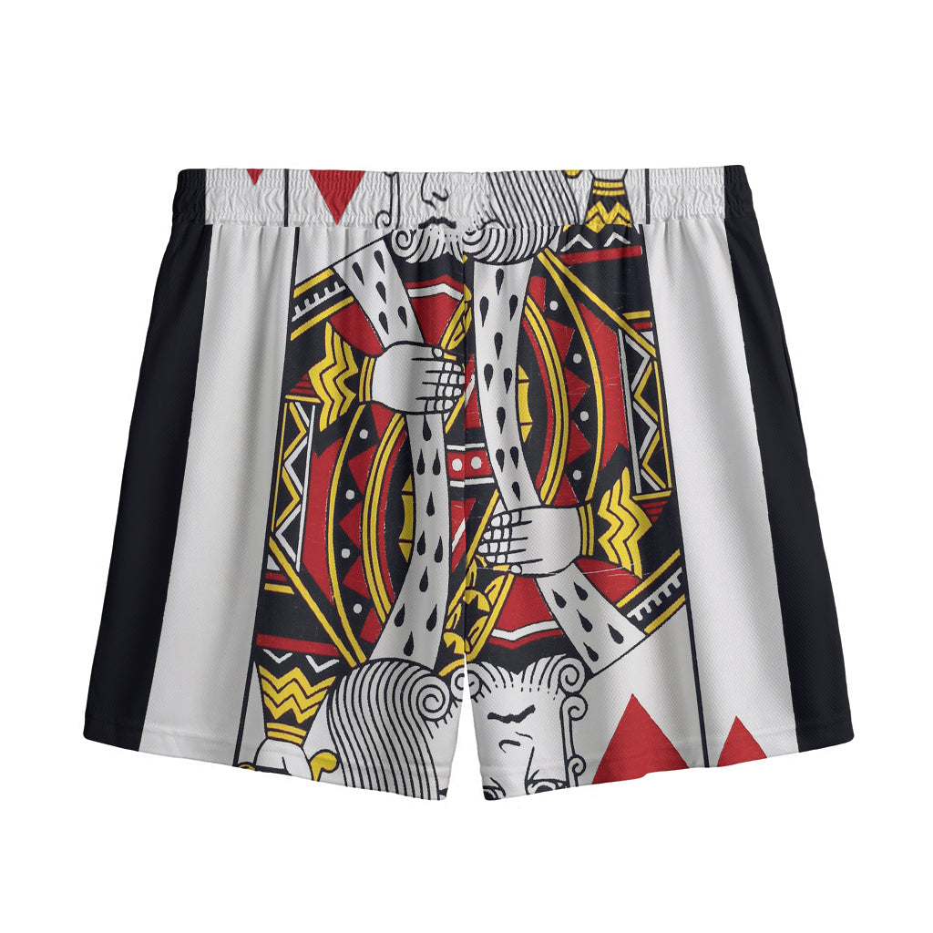 King Of Hearts Playing Card Print Mesh Shorts