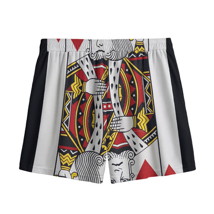 King Of Hearts Playing Card Print Mesh Shorts