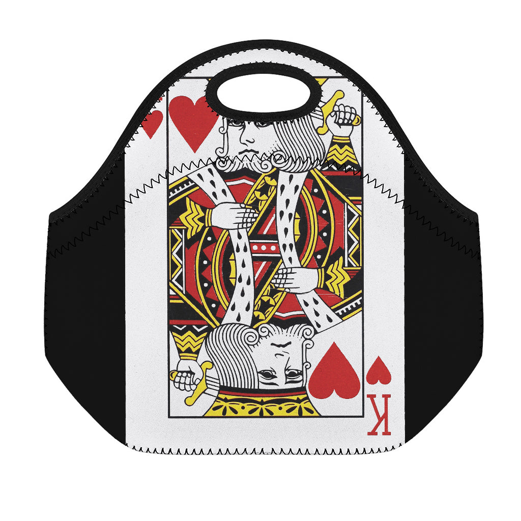 King Of Hearts Playing Card Print Neoprene Lunch Bag