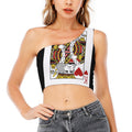King Of Hearts Playing Card Print One Shoulder Crop Top