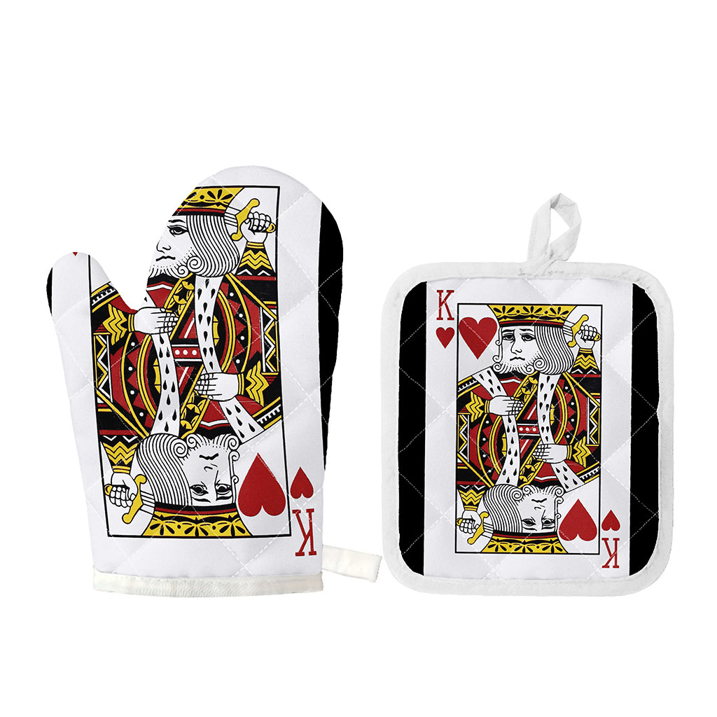 King Of Hearts Playing Card Print Oven Mitt And Pot Holder Set
