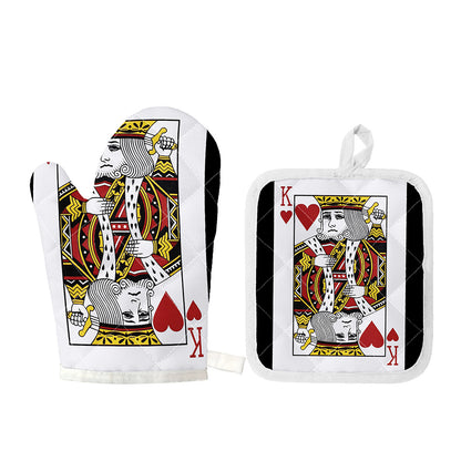 King Of Hearts Playing Card Print Oven Mitt And Pot Holder Set
