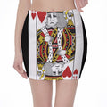 King Of Hearts Playing Card Print Pencil Mini Skirt