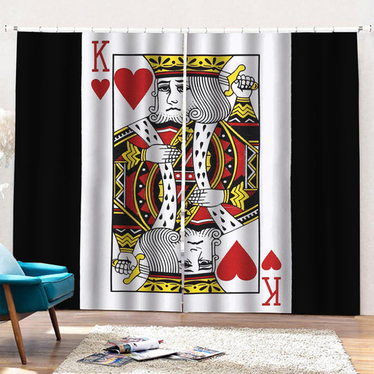 King Of Hearts Playing Card Print Pencil Pleat Curtains