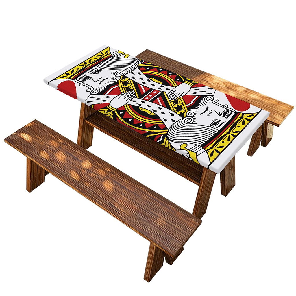 King Of Hearts Playing Card Print Picnic Table Cover