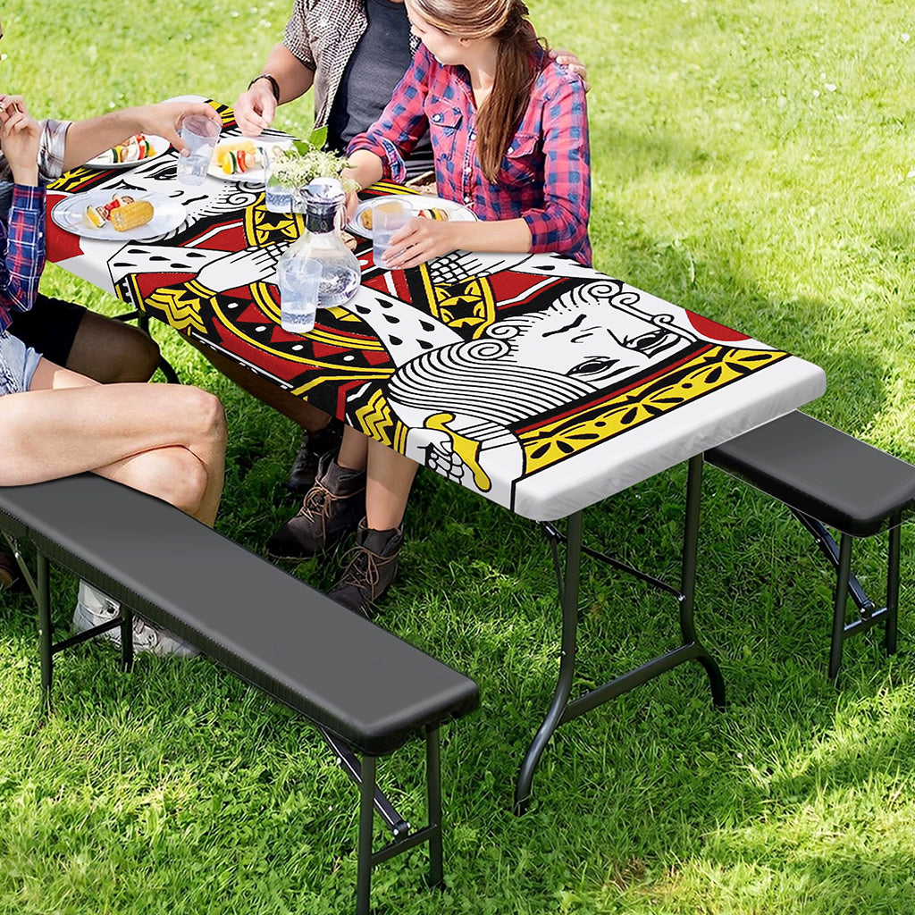 King Of Hearts Playing Card Print Picnic Table Cover