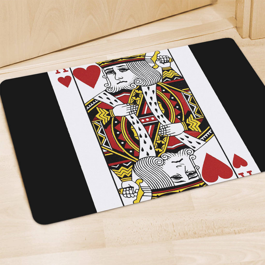 King Of Hearts Playing Card Print Polyester Doormat