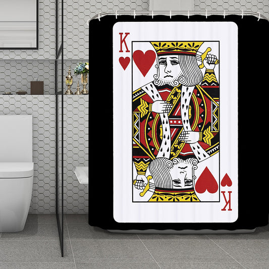 King Of Hearts Playing Card Print Polyester Shower Curtain