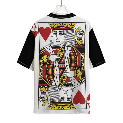 King Of Hearts Playing Card Print Rayon Hawaiian Shirt