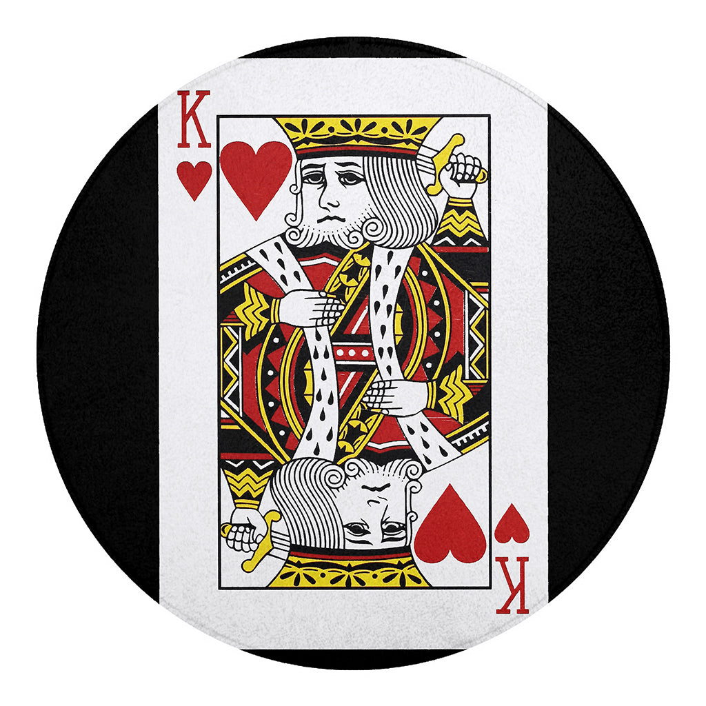 King Of Hearts Playing Card Print Round Blanket