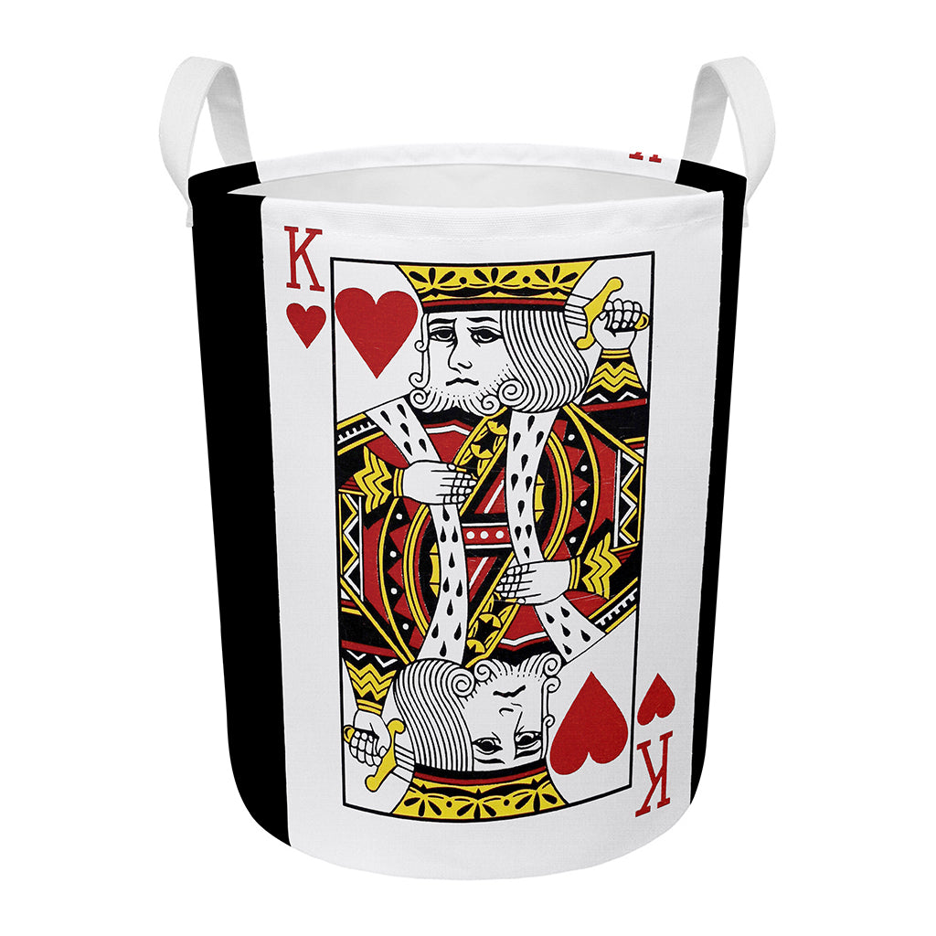 King Of Hearts Playing Card Print Round Laundry Basket